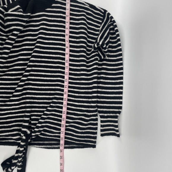 Loft Sweater Women's Medium Black White Striped Tie Knot Front - Picture 7 of 9